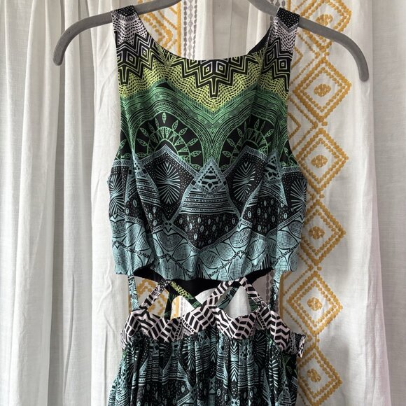 Mara Hoffman Lattice Cutout Midi Sundress (Size 2) High Neck Sleeveless Flowy - Picture 3 of 10